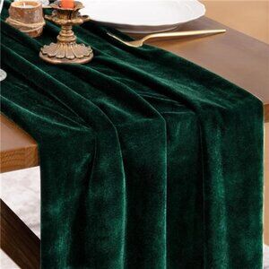2pcs Green Velvet Table Runner Christmas Cloth Decor 20 x 120 Inches
